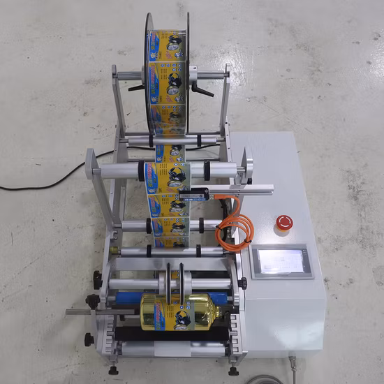 Gosunm Piccolo Adesivo Incolla Macchina Vino Birra Bottiglia d'acqua Fiala Balsamo per le labbra Fiala Vaso Tazza Contenitore Avvolgente Etichettatrice semiautomatica per bottiglie rotonde